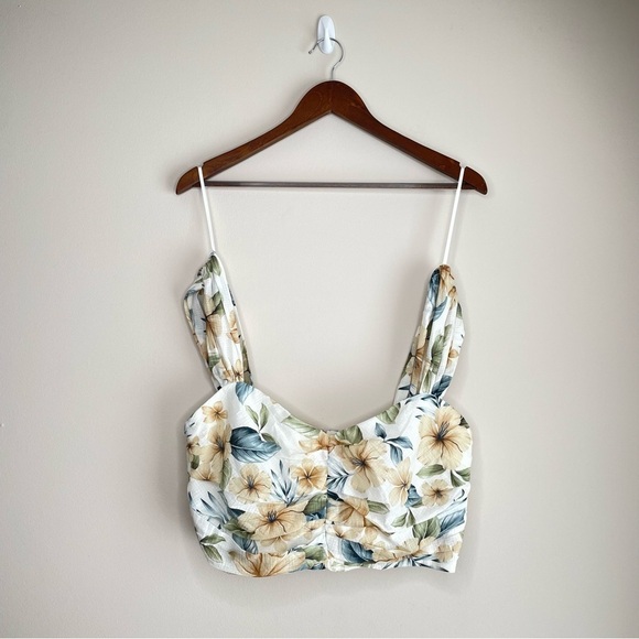 Bec + Bridge Fleurette Cropped Sweat Heart Cotton Blouse Floral Size 8 - Picture 2 of 10